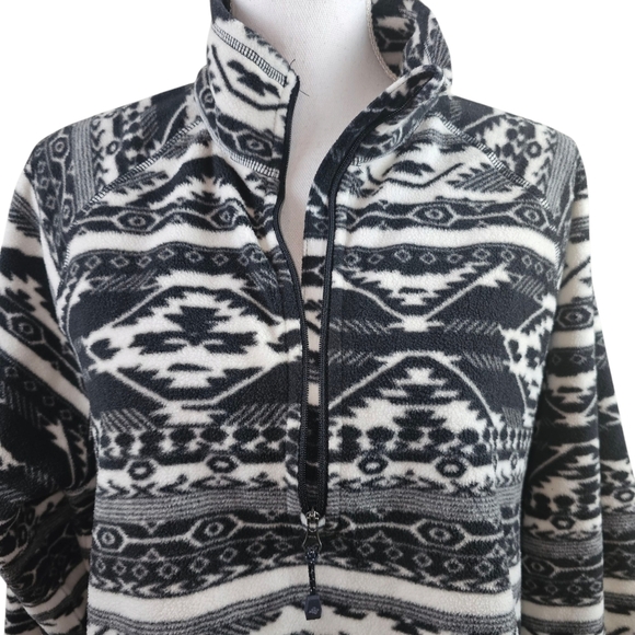 Eddie Bauer Tribal Print Midweight Quarter Zip Fleece Top In XL - Picture 3 of 7